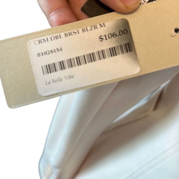 RD Style Cream Double Breasted Blazer La Belle Vita Womens M - Picture 9 of 13